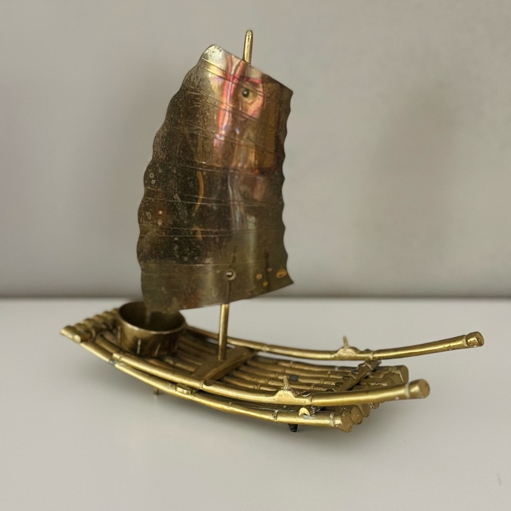 LAST CHANCE* DONATING Vintage Chinese brass junk boat incense burner